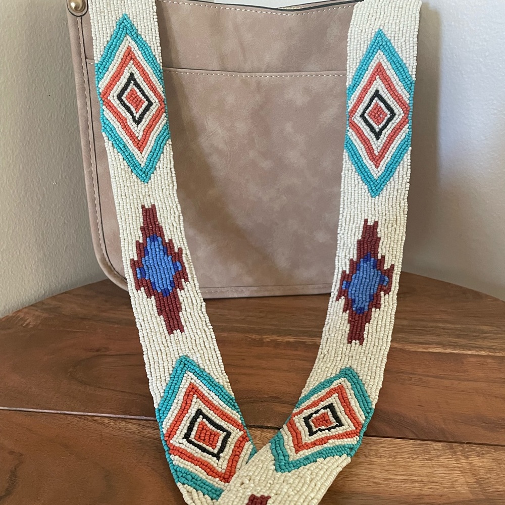 LAST ONE!! Bella Grace Multicolor Aztec Print Beaded Purse Strap NEW